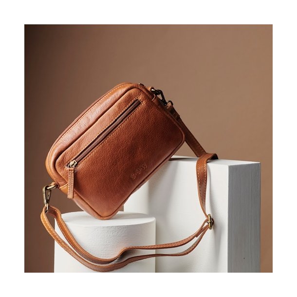 Crossbody Cow skind raw Cognac