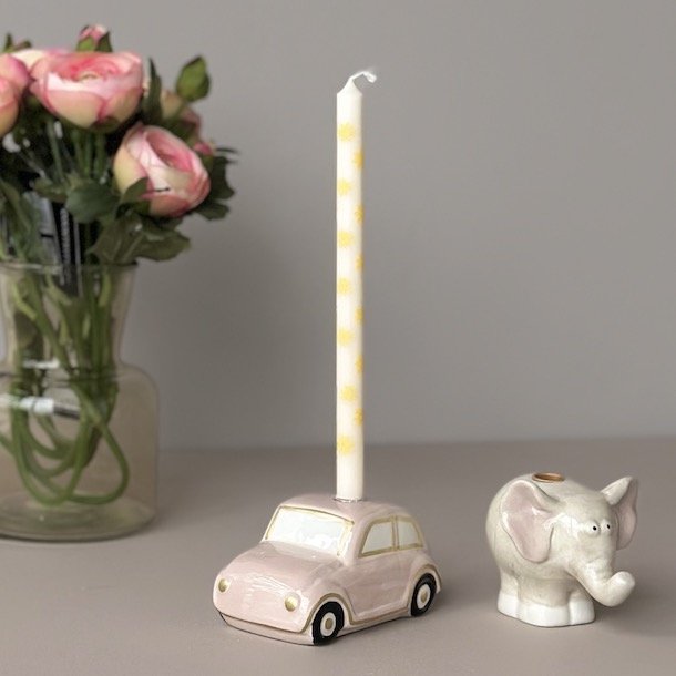 Kertelys m/gule blomster stearin