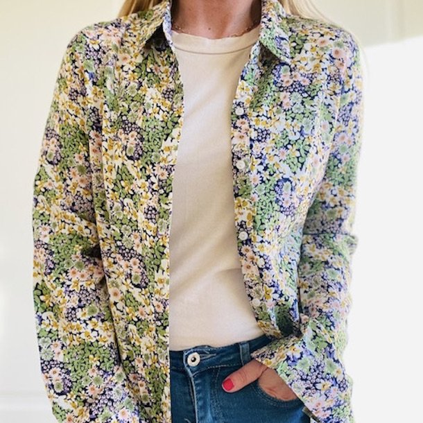 Skjortekjole med blomster MINT viskose str. S-XL