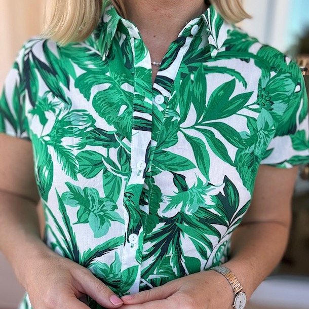 Kjole med kort rme monstera str. S-XXL