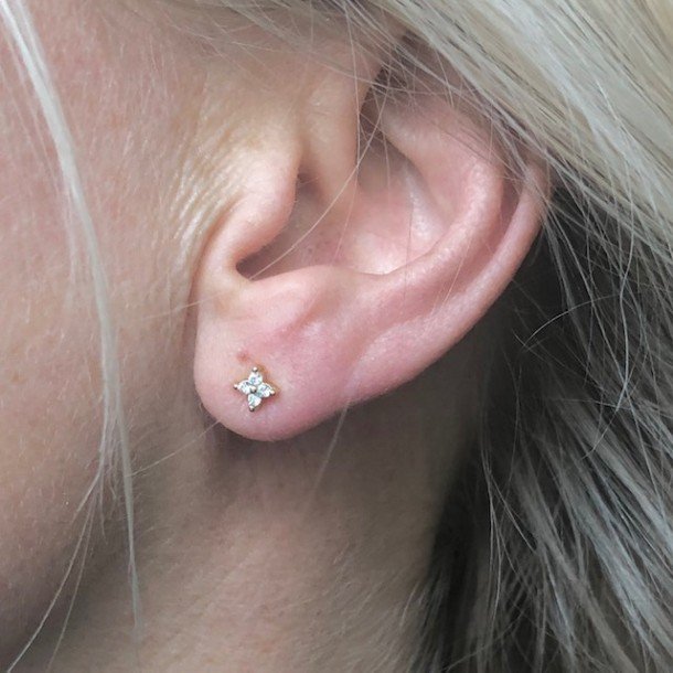 restikker - Flower Studs forgyldt slv