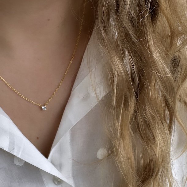 Halskde KAYA clear forgyldt slv