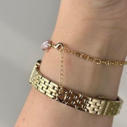 Armbnd SHEILA rose pearl forgyldt slv