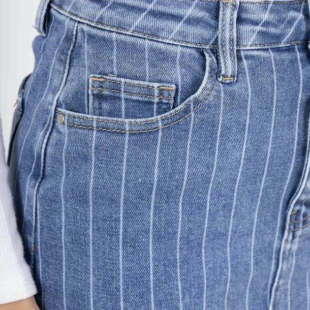 Denim nederdel striped bomuld str. XS-XL