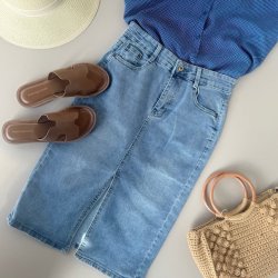 Denim nederdel str. S-XL