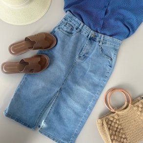 Denim nederdel str. S-XL