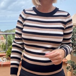 Strikbluse stribet str. XS-M viskose