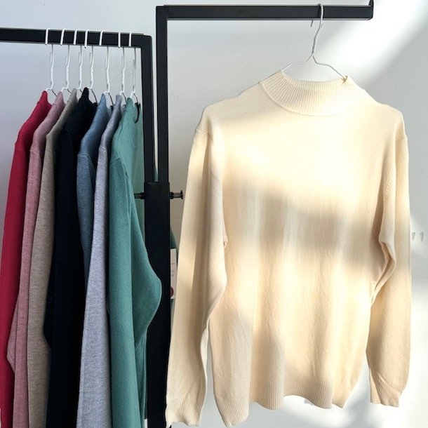 Fint strikket bluse turtle neck m-xxl