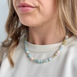 Halskde MORGANITE DREAM Forgyldt slv