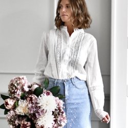 Broderi skjorte AGNES str. S-XXL bomuld