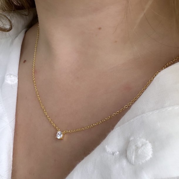 Halskde KAYA clear forgyldt slv