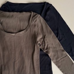 Linea rib bluse langrmet microfiber S-XL