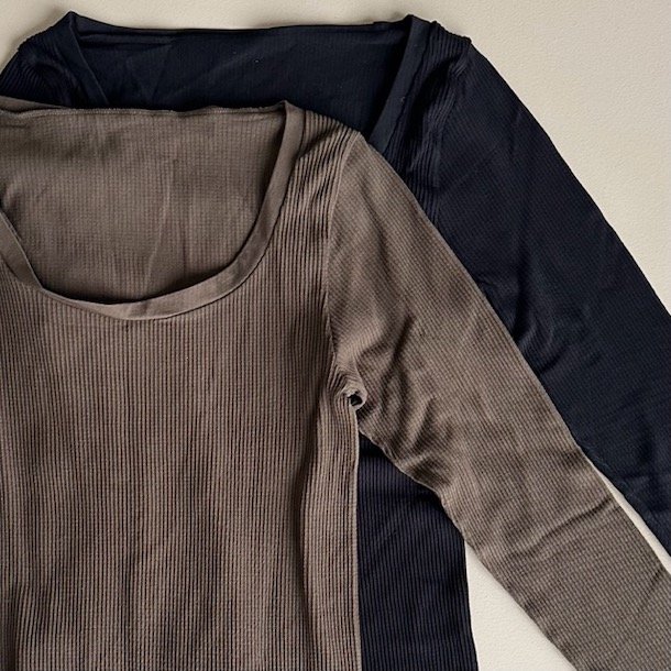 Linea rib bluse langrmet microfiber S-XL