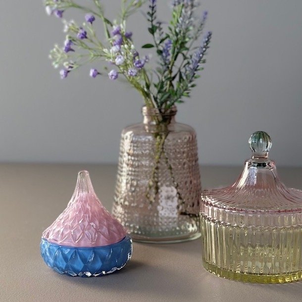 Vase rosa H 13 cm Glas