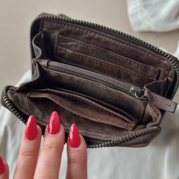 Saco pung med flet Skind