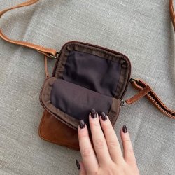 Mobiltaske Cow skind raw Cognac