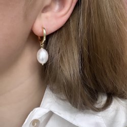 Hoops MAREN PEARL BIG Forgyldt slv