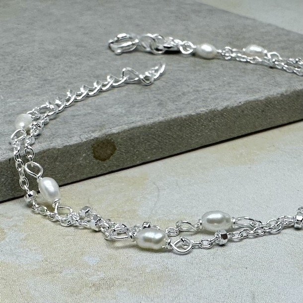 Armbnd RICE DOT DOUBLE sterling slv