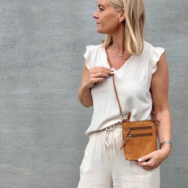 Crossbody Rosa lille skind