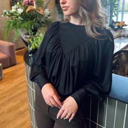 Rose bluse sort S-XXL