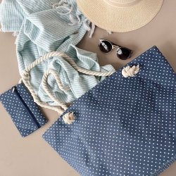 Strandtaske prikket canvas