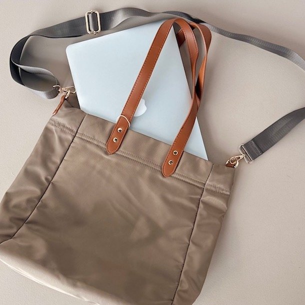 Shopper nylon med lang rem