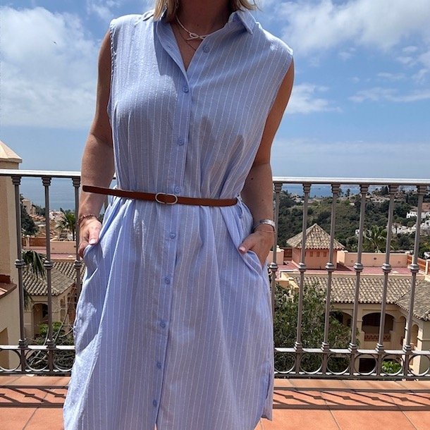 Skjortekjole ANNA med blte bomuld str. S-XL