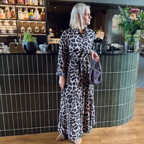 Maxi kjole klassik leo - str S-XXL bomulds miks