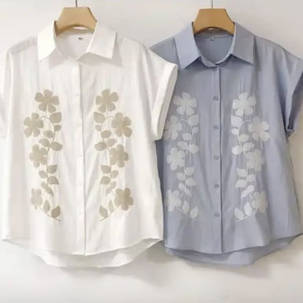 Skjorte top Eva - med broderi 