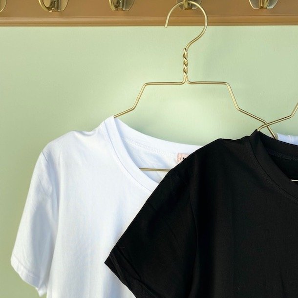 Hvid - sort basic T-Shirt bomuld str M-XXL