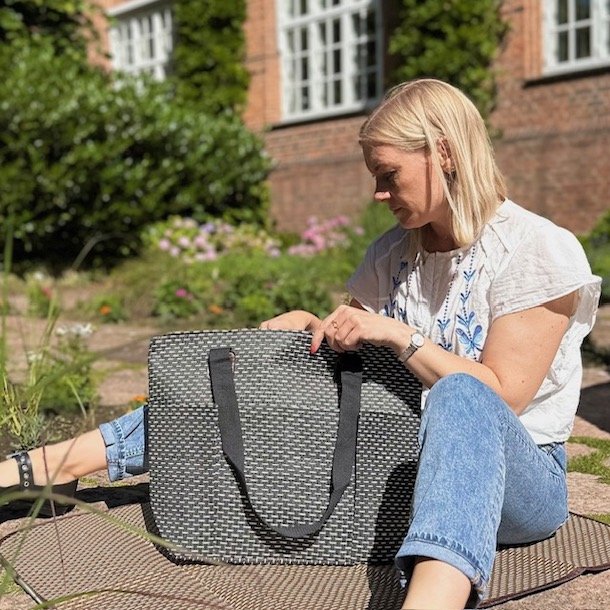 Shopper med siddeunderlag