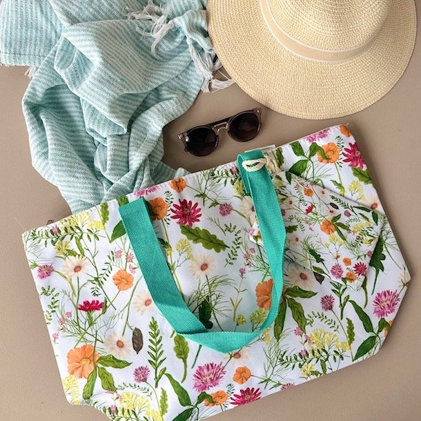 Strandtaske blomst med pung