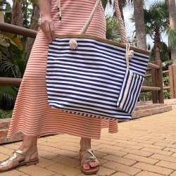Strandtaske marine strib