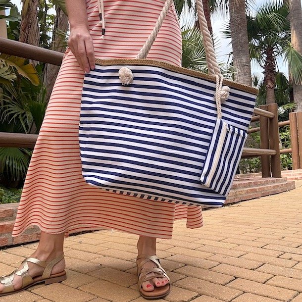 Strandtaske marine strib
