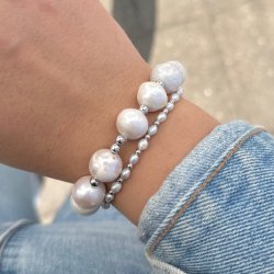 Armbnd LISSIE pearl 18-23 cm sterling slv