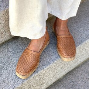  Espadrillos flet cognac skind str. 36-41