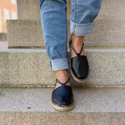 Espadrillos med elastik sort skind str. 36-41 