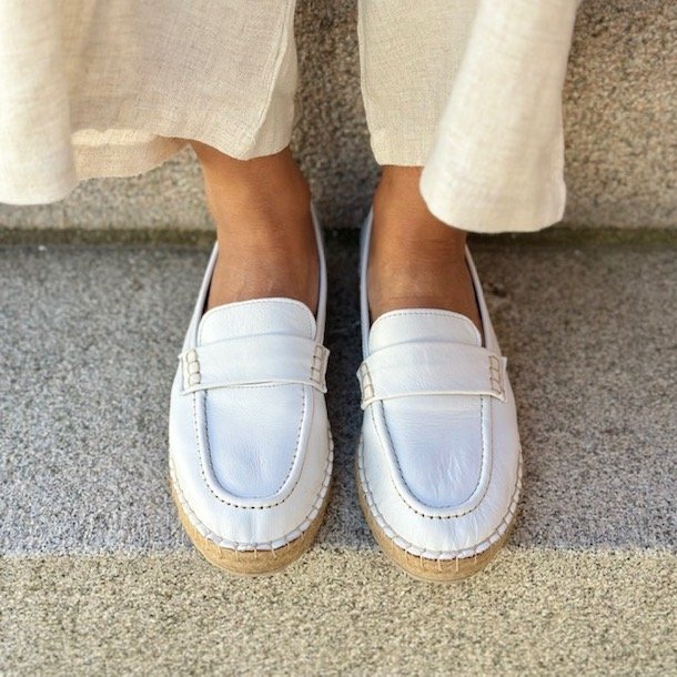 Mokkasiner hvid skind str. 36-41