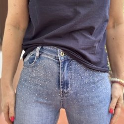 Slim fit jeans plain blue simili stretch str. M - 3XL