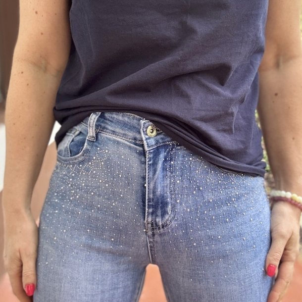 Slim fit jeans plain blue simili stretch str. M - 3XL