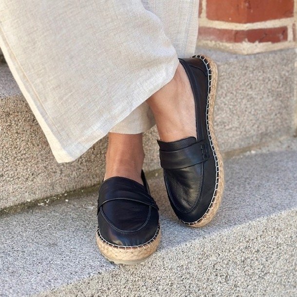 Mokkasiner sort skind str. 36-41