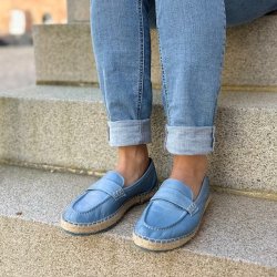 Mokkasiner jeans bl skind str. 36-41