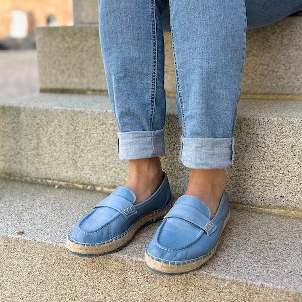 Mokkasiner jeans bl skind str. 36-41