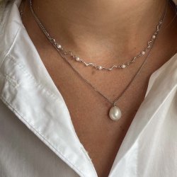 Halskde Ava perle - sterling slv