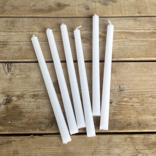 Smalle kertelys hvid - 6 pack