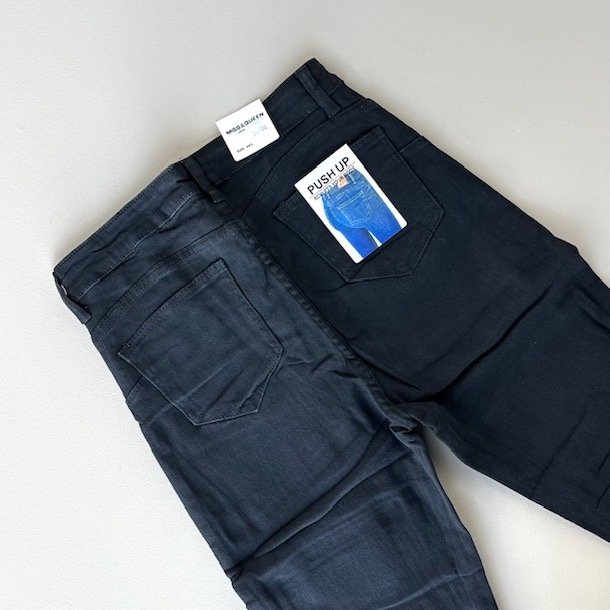 Slim fit jeans sort stretch str. L - 5xl