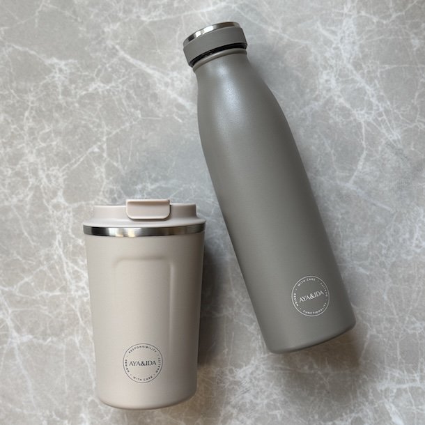 Gavest termo drikkeflaske + 2gocup + flaskebrste 3 dele flere farver