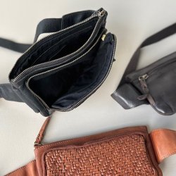 Bltetaske - bumbag flet Skind