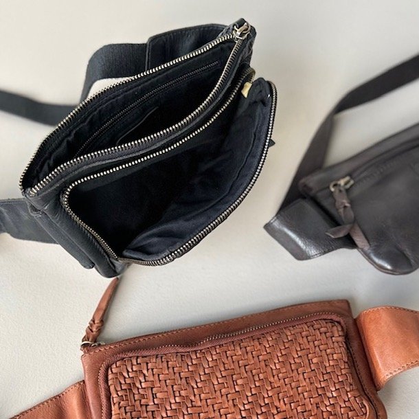 Bltetaske - bumbag flet Skind