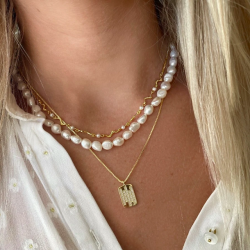 Halskde Lorelai mermaid - forgyldt slv med perler